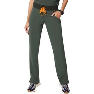 FIGS Kade Cargo Scrub Pants Moss Green Size Large Women's Straight Leg